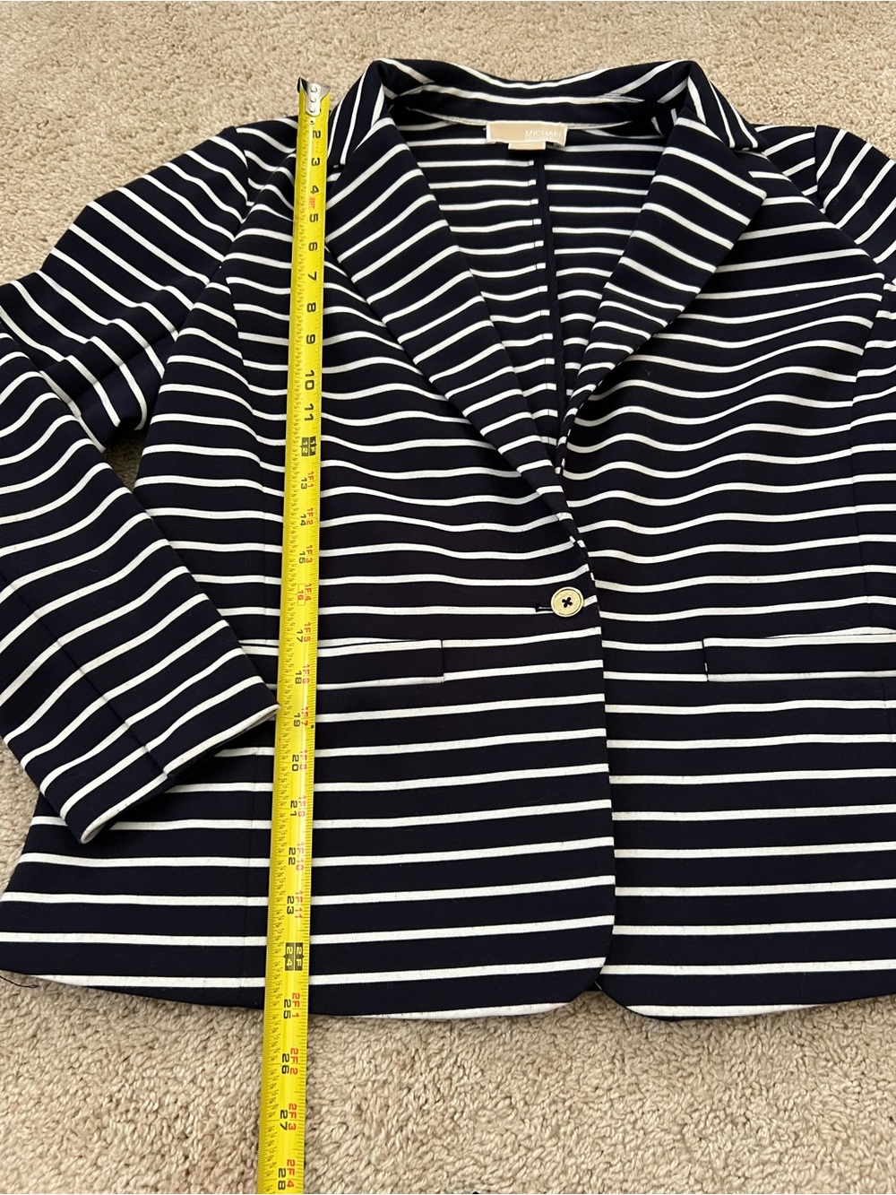 Michael Kors Women’s 16W Navy White Striped Blazer Nautical Preppy Gold Button - Picture 7 of 9